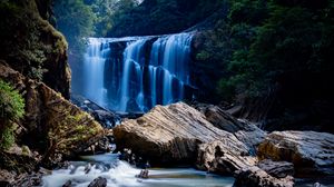 Preview wallpaper waterfall, stones, water, branches