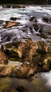Preview wallpaper waterfall, stones, water, moss, stream