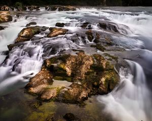 Preview wallpaper waterfall, stones, water, moss, stream