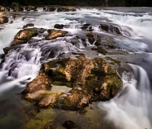 Preview wallpaper waterfall, stones, water, moss, stream