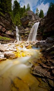 Preview wallpaper waterfall, stones, water, rocks, stream