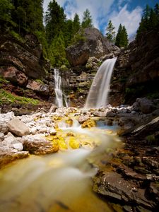 Preview wallpaper waterfall, stones, water, rocks, stream