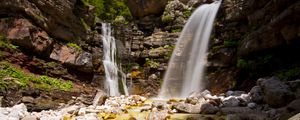 Preview wallpaper waterfall, stones, water, rocks, stream