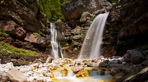 Preview wallpaper waterfall, stones, water, rocks, stream