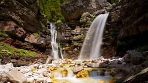 Preview wallpaper waterfall, stones, water, rocks, stream
