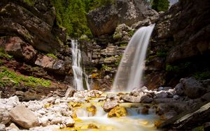 Preview wallpaper waterfall, stones, water, rocks, stream