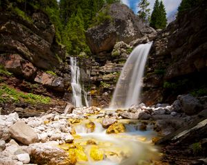 Preview wallpaper waterfall, stones, water, rocks, stream