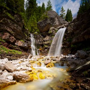 Preview wallpaper waterfall, stones, water, rocks, stream