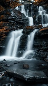 Preview wallpaper waterfall, stones, water, stream, rocks