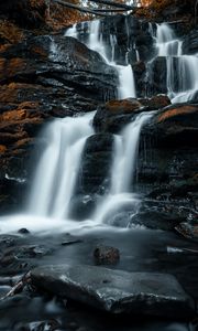Preview wallpaper waterfall, stones, water, stream, rocks