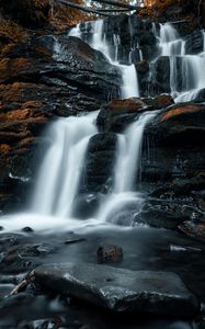 Preview wallpaper waterfall, stones, water, stream, rocks