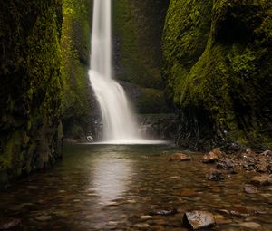 Preview wallpaper waterfall, stones, water, bottom