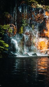 Preview wallpaper waterfall, stones, water, balls, nature