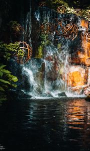 Preview wallpaper waterfall, stones, water, balls, nature