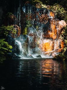 Preview wallpaper waterfall, stones, water, balls, nature