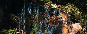 Preview wallpaper waterfall, stones, water, balls, nature