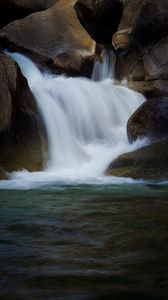 Preview wallpaper waterfall, stones, water, nature