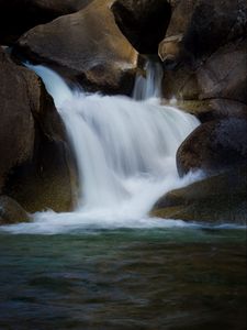 Preview wallpaper waterfall, stones, water, nature