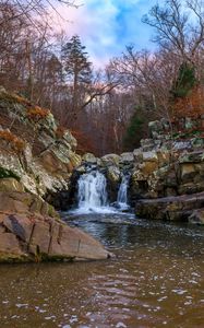 Preview wallpaper waterfall, stones, water, foam, nature