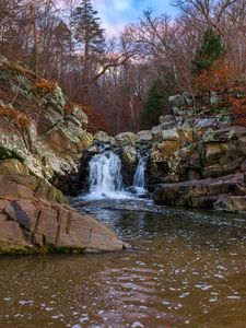 Preview wallpaper waterfall, stones, water, foam, nature