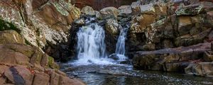 Preview wallpaper waterfall, stones, water, foam, nature