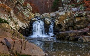 Preview wallpaper waterfall, stones, water, foam, nature