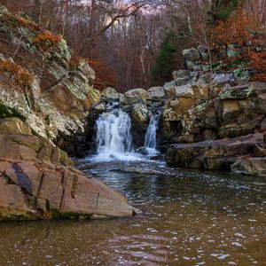 Preview wallpaper waterfall, stones, water, foam, nature