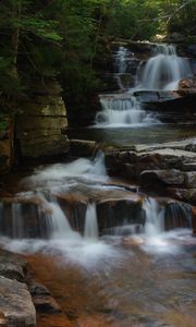 Preview wallpaper waterfall, stream, blocks, stones