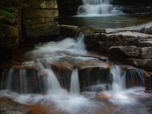 Preview wallpaper waterfall, stream, blocks, stones