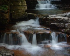 Preview wallpaper waterfall, stream, blocks, stones