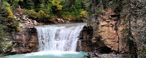 Preview wallpaper waterfall, stream, bushes, rocks, trees