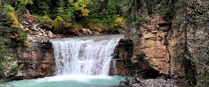 Preview wallpaper waterfall, stream, bushes, rocks, trees