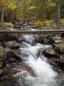 Preview wallpaper waterfall, stream, cascade, bridge, landscape