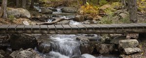 Preview wallpaper waterfall, stream, cascade, bridge, landscape