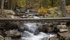 Preview wallpaper waterfall, stream, cascade, bridge, landscape