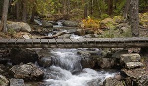 Preview wallpaper waterfall, stream, cascade, bridge, landscape