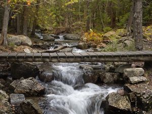 Preview wallpaper waterfall, stream, cascade, bridge, landscape