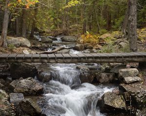 Preview wallpaper waterfall, stream, cascade, bridge, landscape