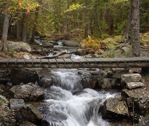 Preview wallpaper waterfall, stream, cascade, bridge, landscape