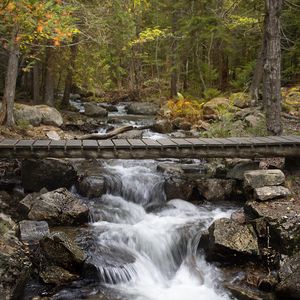 Preview wallpaper waterfall, stream, cascade, bridge, landscape