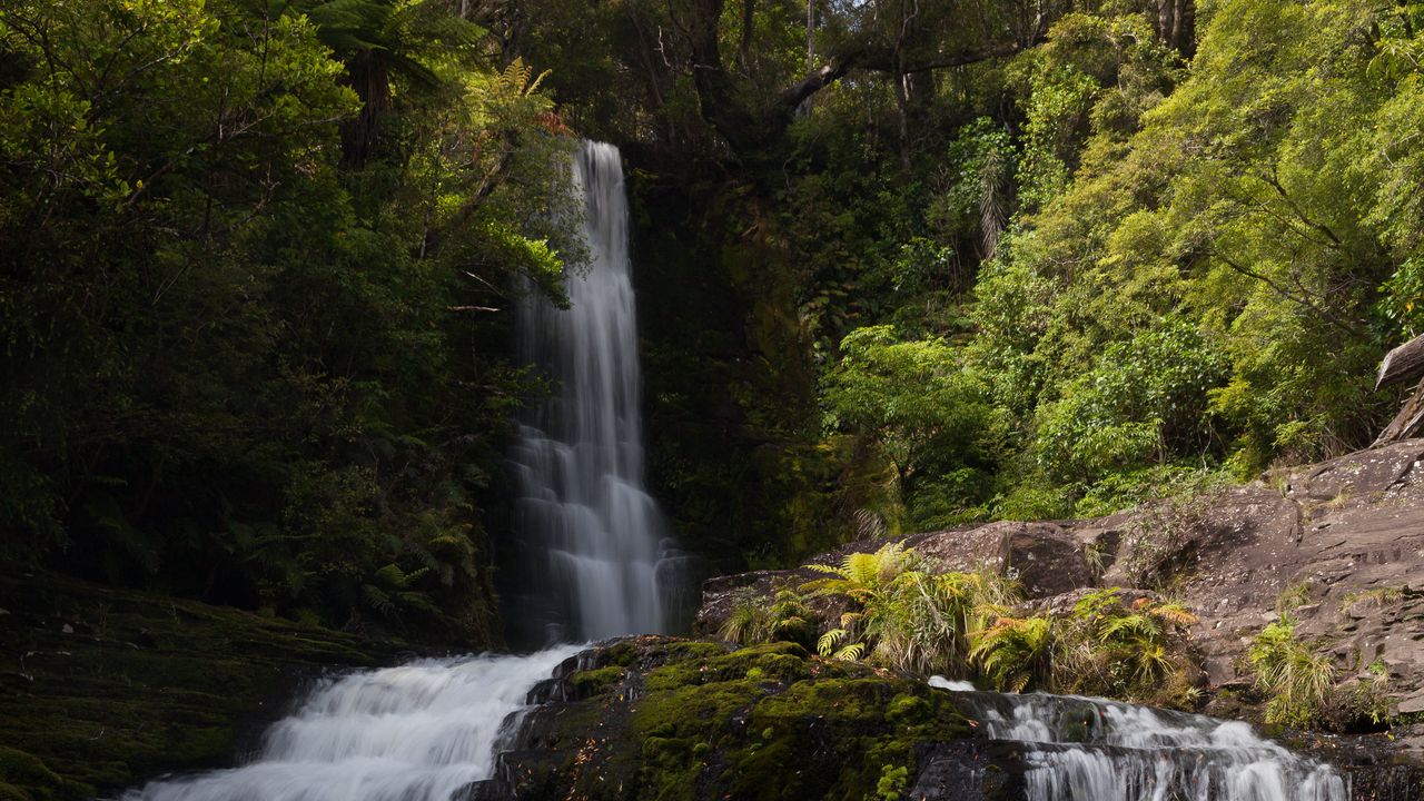 Wallpaper waterfall, stream, landscape, trees