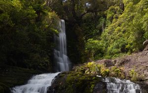 Preview wallpaper waterfall, stream, landscape, trees