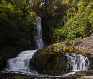 Preview wallpaper waterfall, stream, landscape, trees