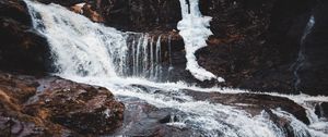 Preview wallpaper waterfall, stream, mountain, stormy, fast, stone