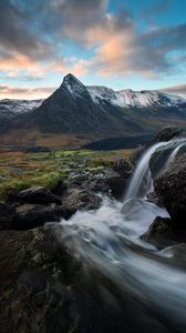 Preview wallpaper waterfall, stream, mountains, water, landscape