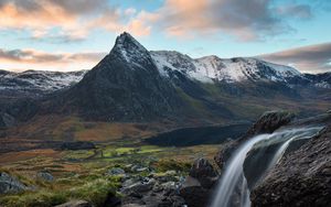 Preview wallpaper waterfall, stream, mountains, water, landscape