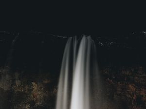 Preview wallpaper waterfall, stream, night, man