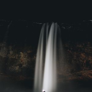 Preview wallpaper waterfall, stream, night, man