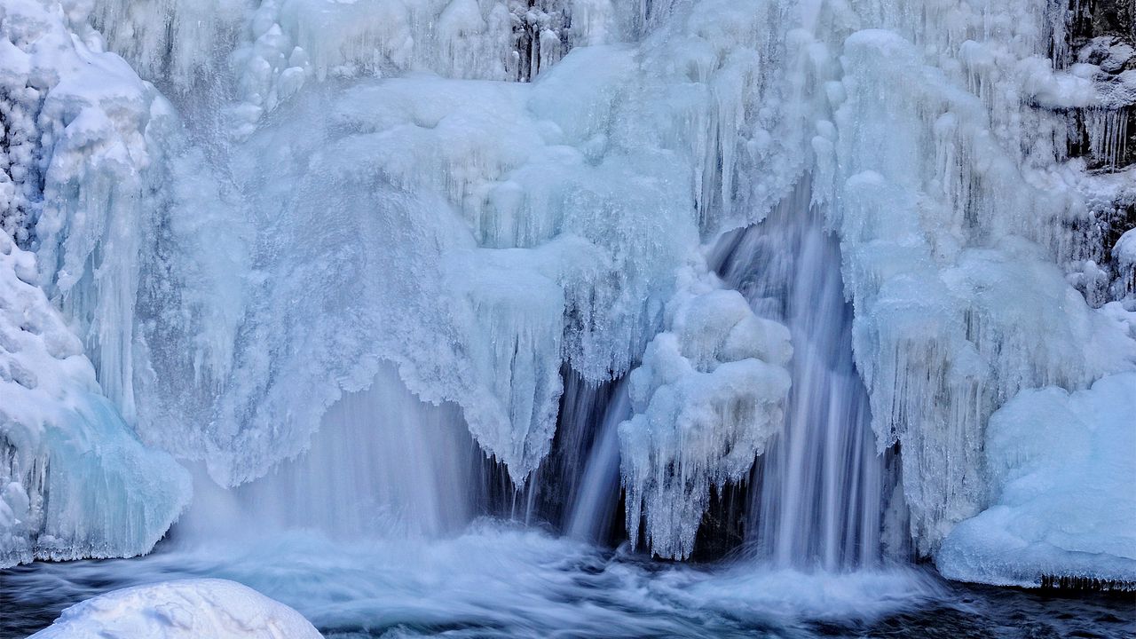 Wallpaper waterfall, stream, river, ice