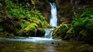 Preview wallpaper waterfall, stream, rock, water
